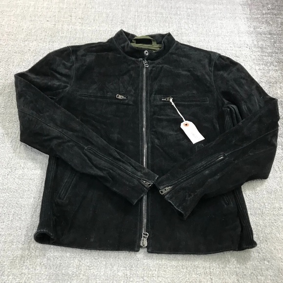 Todd Snyder M Suede Cafe Racer Moto Jacket in Black - Picture 1 of 7